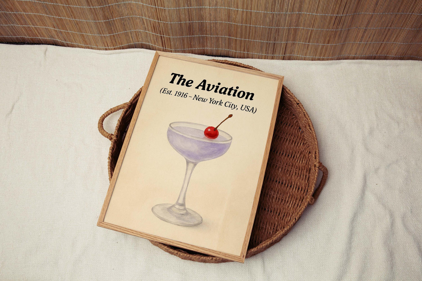 Aviation Cocktail Print: Vintage Bar Art Illustration