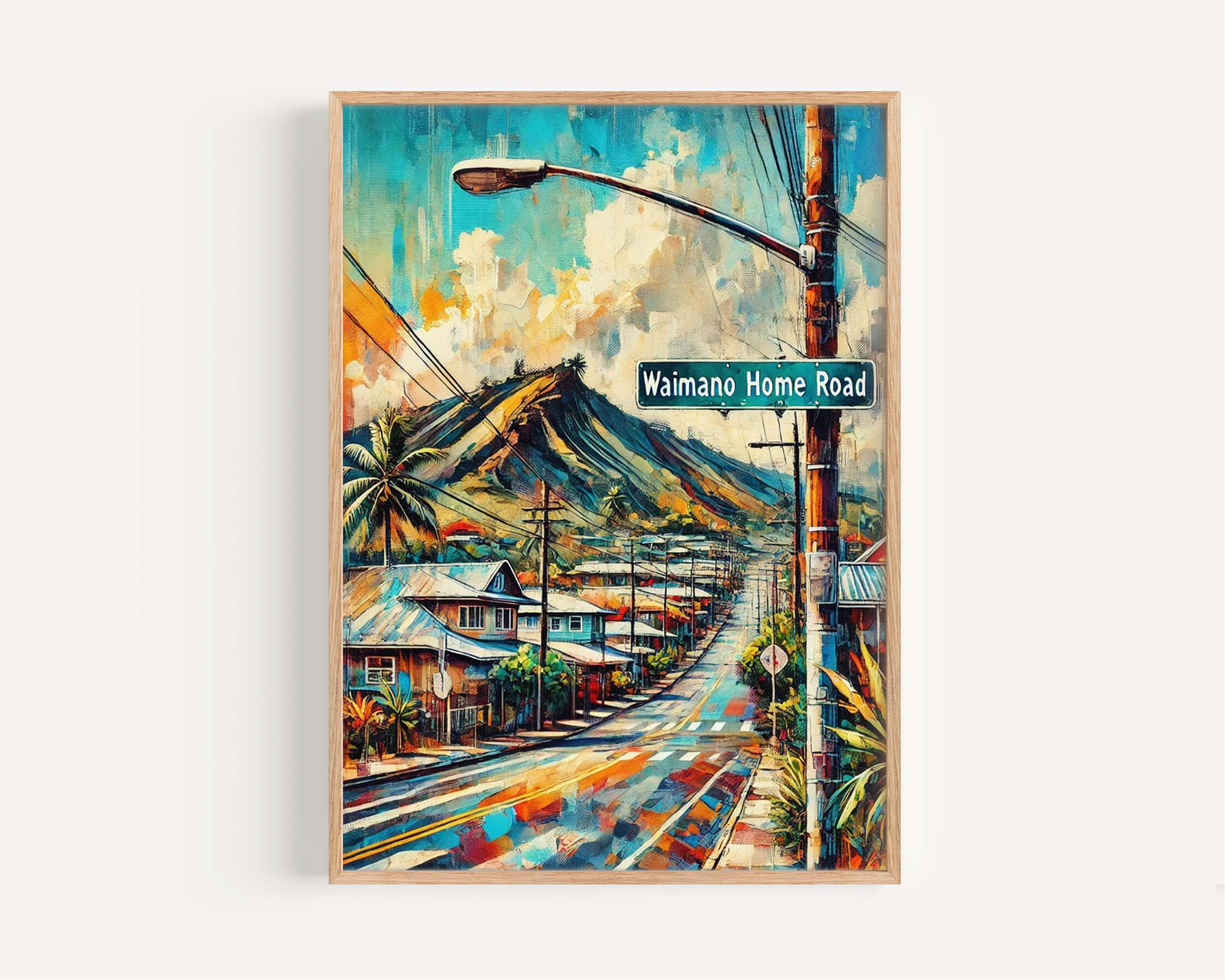 Waimano Home Road Wall Art - Oahu Travel Print & Hawaii Poster, Honolulu Gift, Housewarming Decor, Tropical Home Artwork