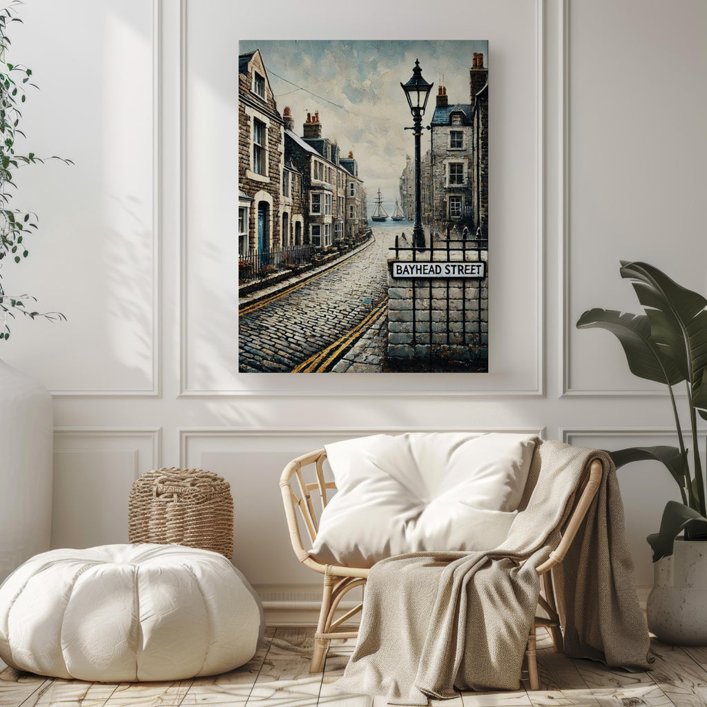 Bayhead Street Cubism Art Print: Stornoway Scotland Coastal Travel Poster