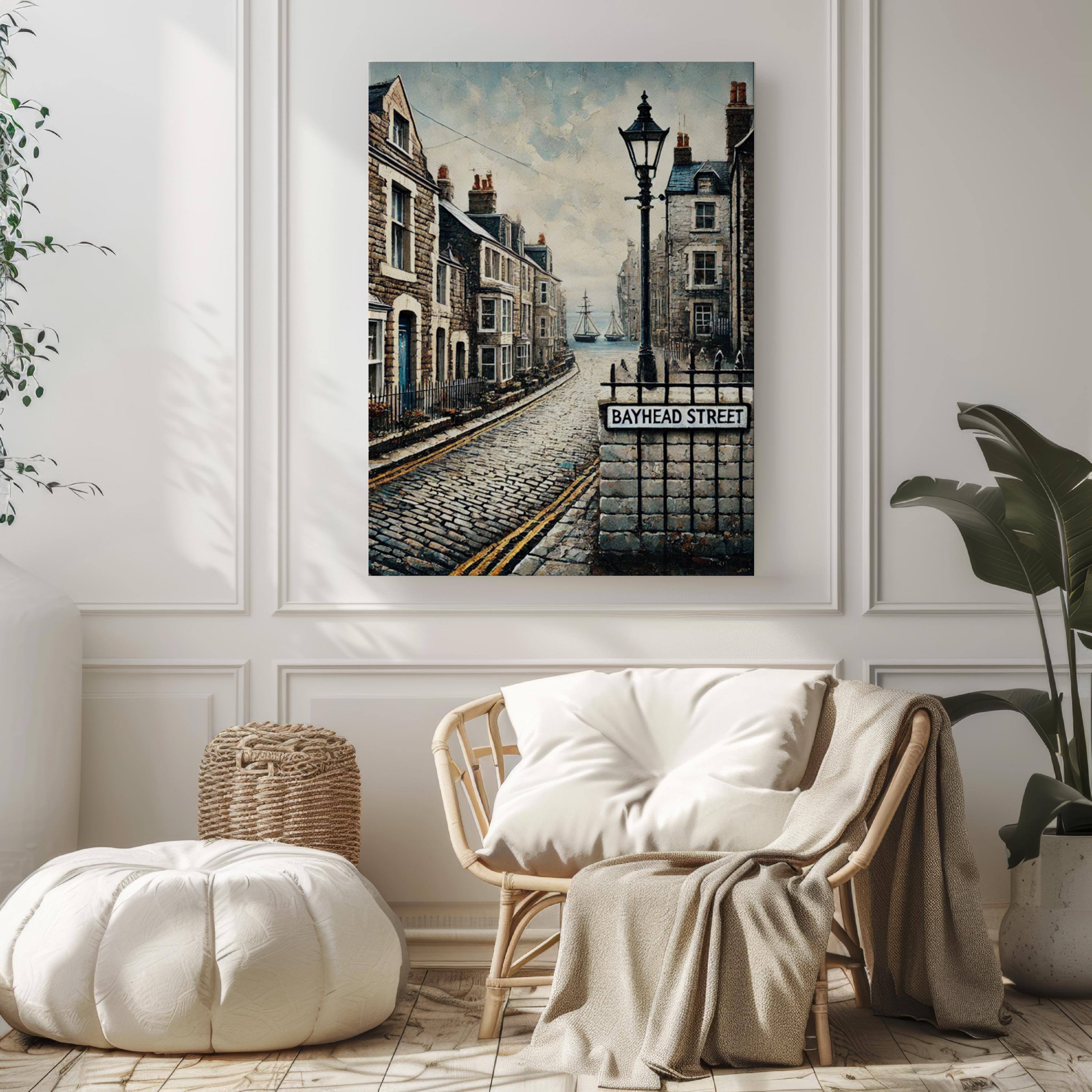 Bayhead Street Cubism Art Print: Stornoway Scotland Coastal Travel Poster
