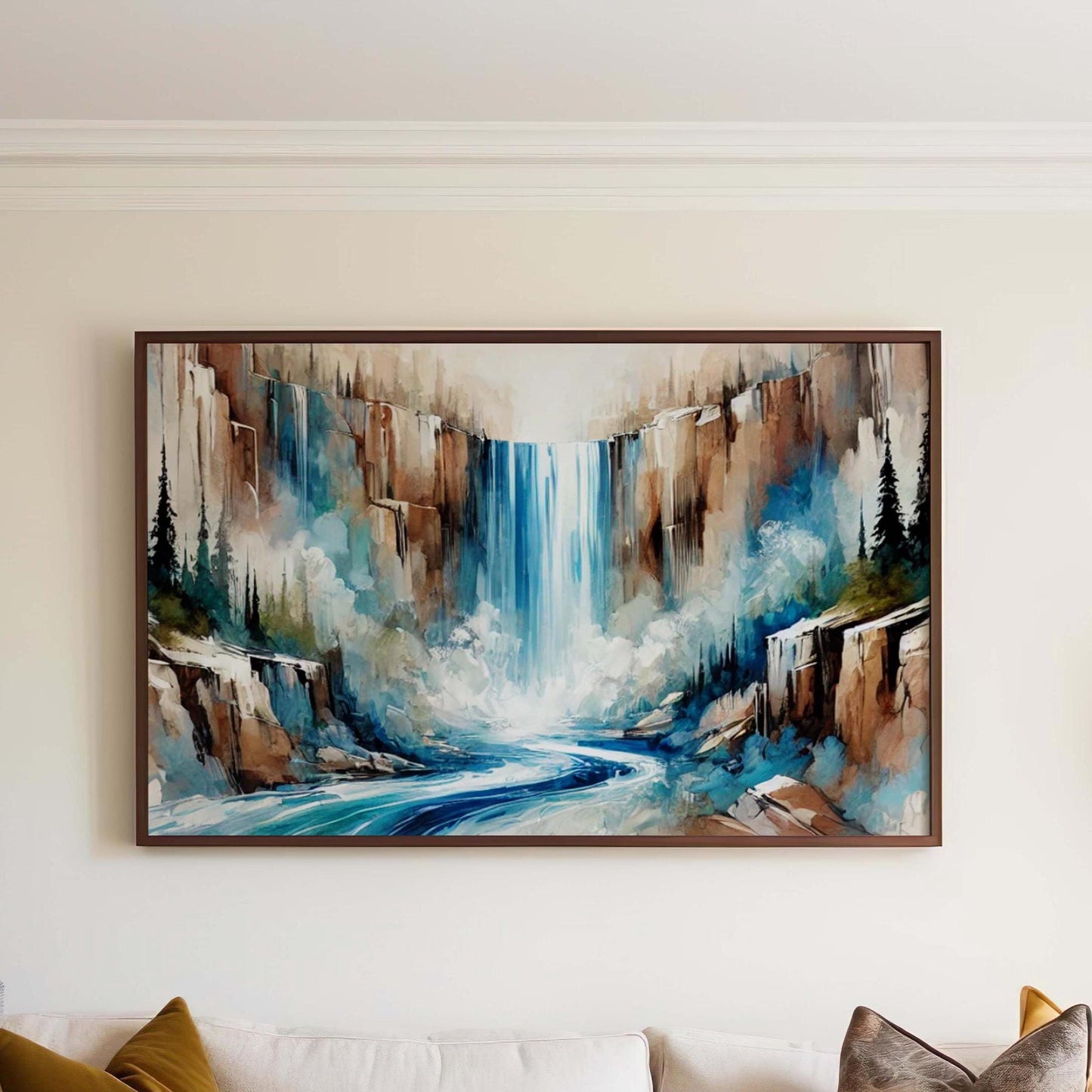 Nature Gift Waterfall Wall Art Print - Serene Stream Nature Decor, Housewarming & New Home Family Art, Calming Landscape Photography