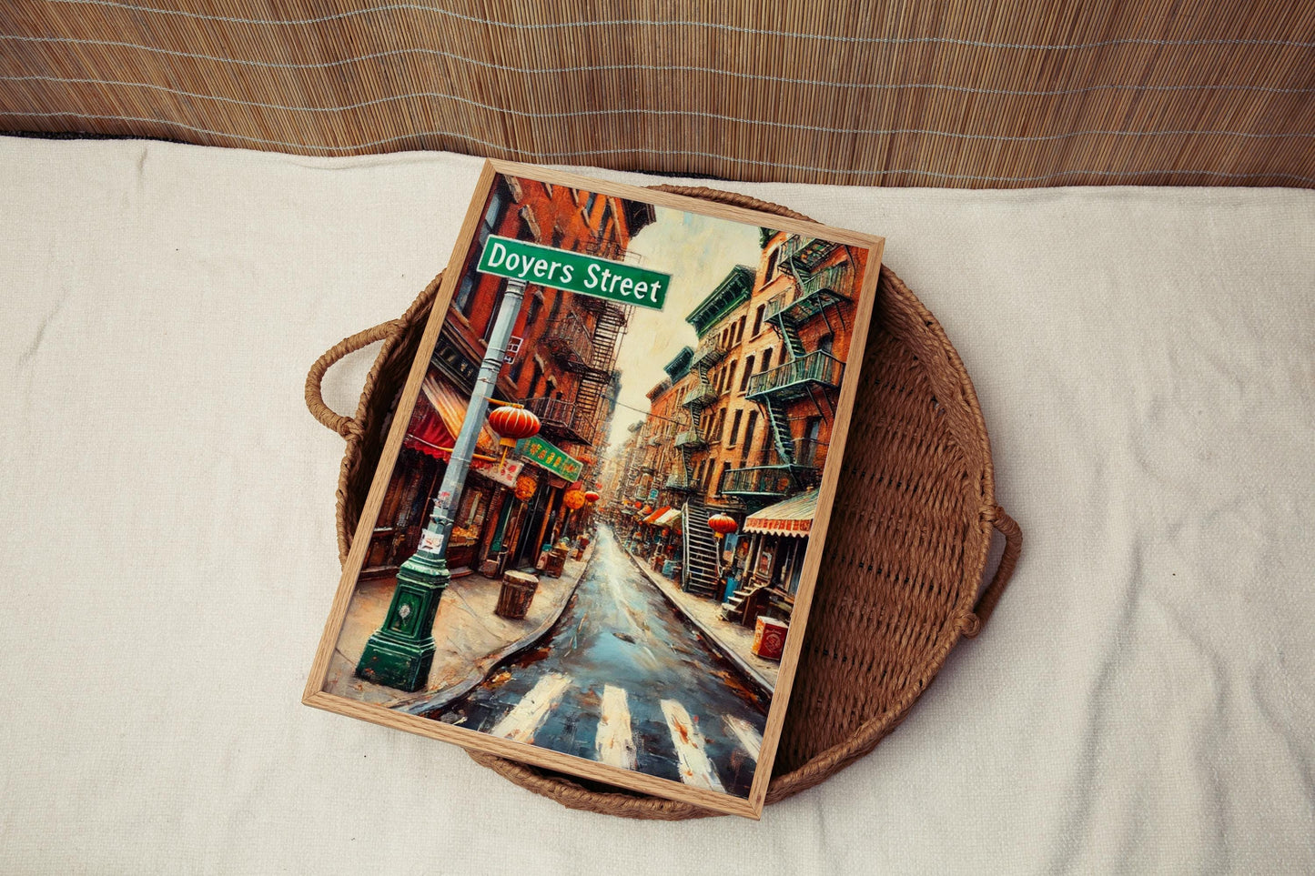 Doyers Street Wall Art Print - Chinatown NYC Travel Poster, Souvenir & Housewarming Gift, Asian Neighborhood Decor