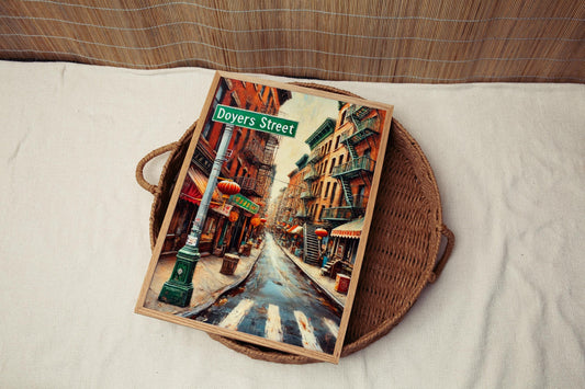 Doyers Street Wall Art Print - Chinatown NYC Travel Poster, Souvenir & Housewarming Gift, Asian Neighborhood Decor