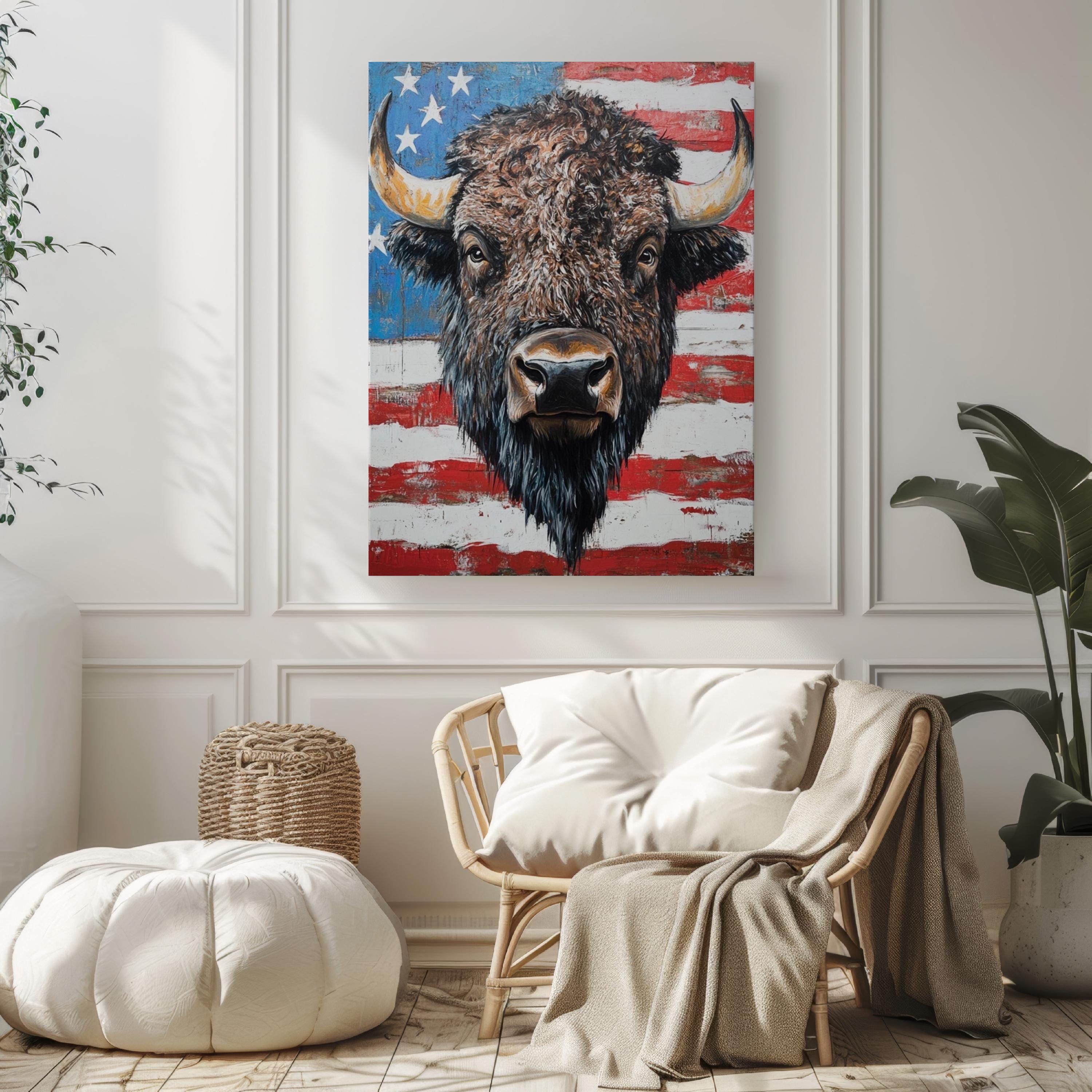 Patriotic Bison Poster Abstract - USA