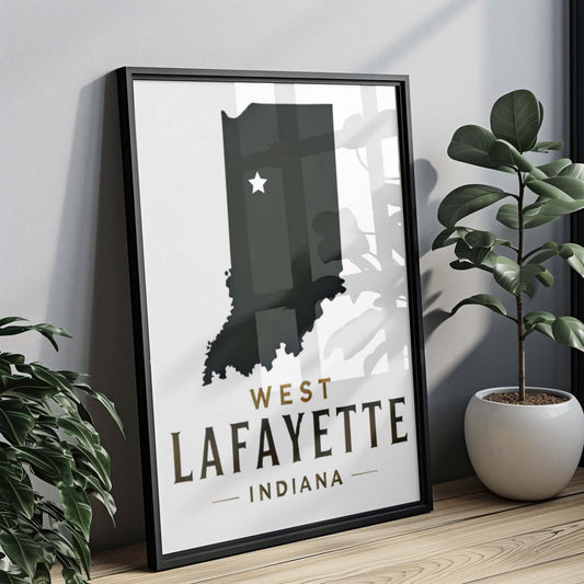 West Lafayette Print - Indiana Wall Art, Travel Home Decor, College Gift & Housewarming Idea, IN Map Poster