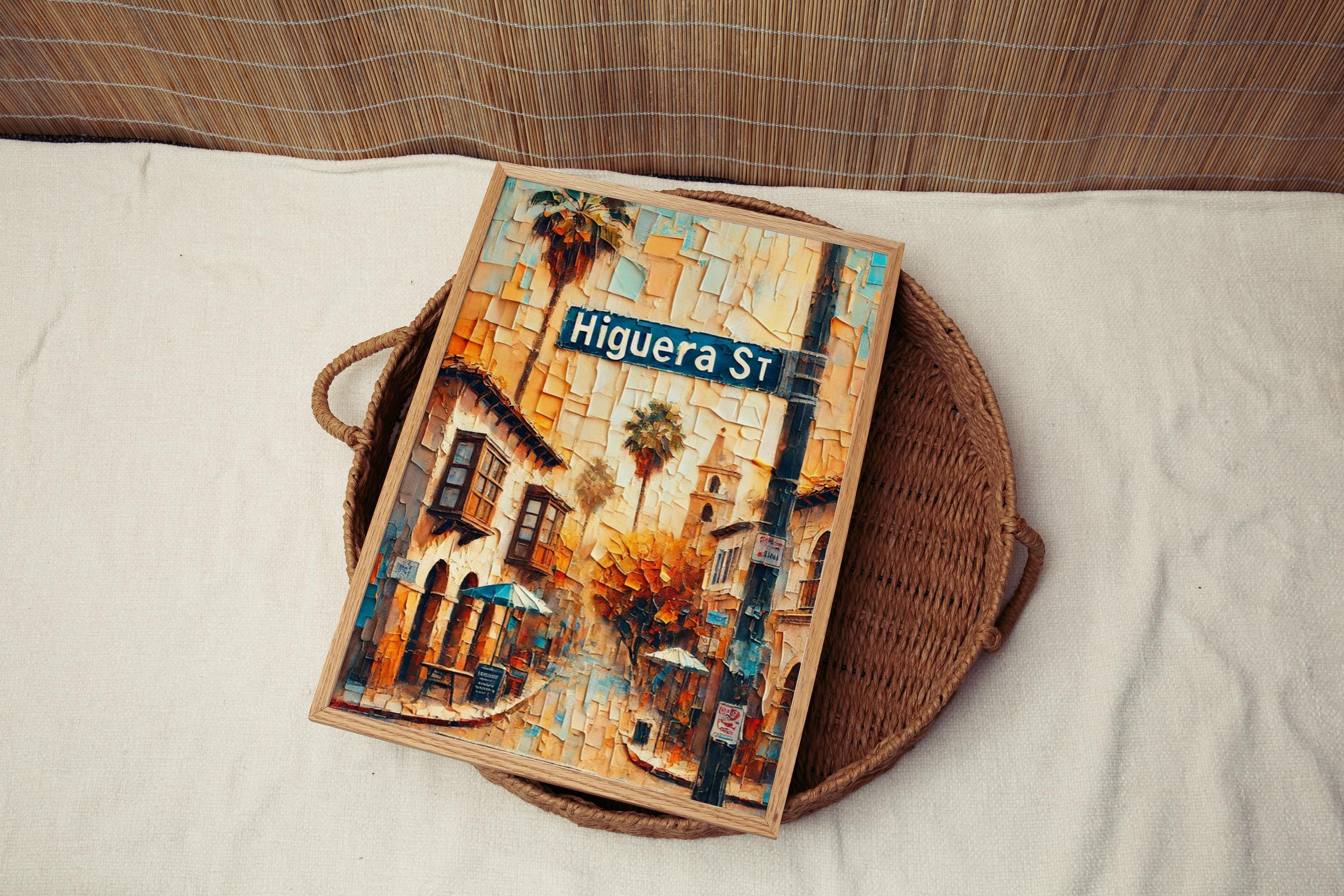Higuera Street Oil Painting Art Print: San Luis Obispo California Street Sign Travel Poster