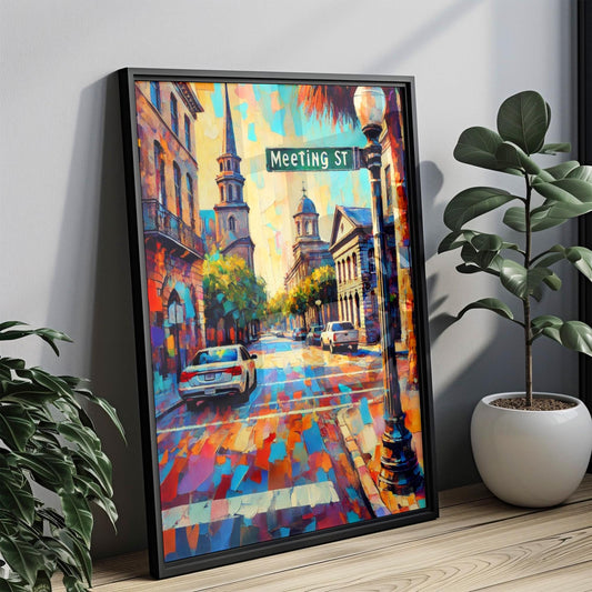 Charleston Wall Art Print - Vintage Travel Poster & South Carolina Home Decor Gift for Housewarming