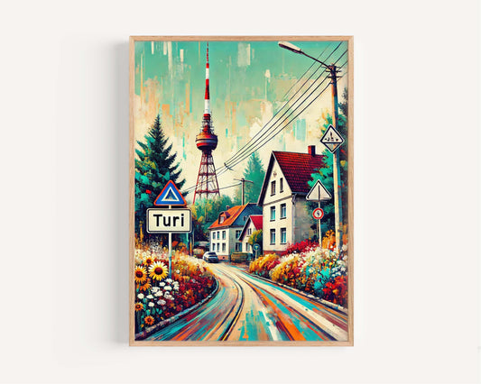 Turi Art Wall Print - Estonia Travel Poster, European City Artwork, Housewarming Gift, Modern Turi Wall Decor