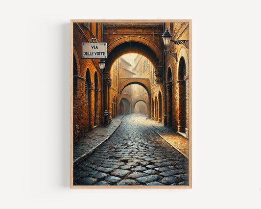 Via delle Volte Ferrara Print: Italian Street Scene Watercolor Art