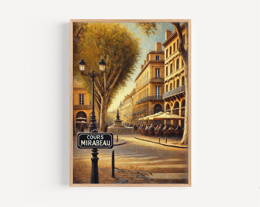 Cours Mirabeau Wall Art | Aix-en-Provence Print | France Travel Poster | European Decor | Cityscape Gift | Fine Art Paper | Archival Ink