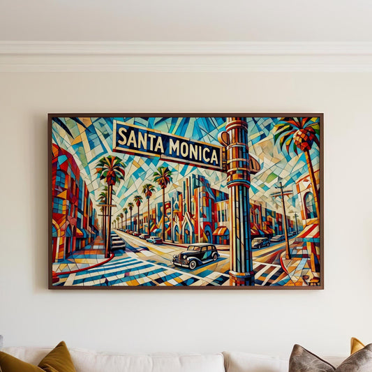Santa Monica Wall Art Print - LA Travel Poster, California Gift, Santa Monica Boulevard Home Decor, Los Angeles Art, Housewarming Present