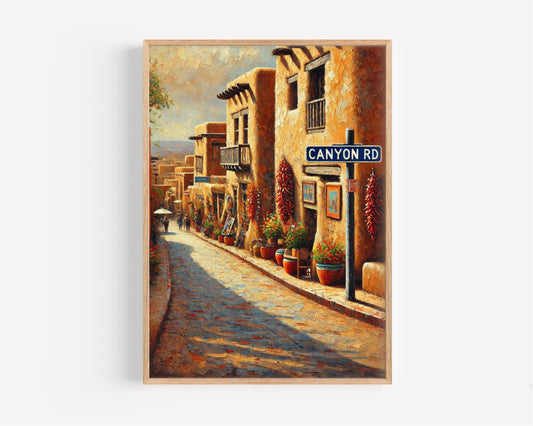 Canyon Road Print - Santa Fe Travel Art, New Mexico Wall Decor, Southwest Landscape Poster, Canyon Rd Souvenir Gift,Artistic Home Decoration