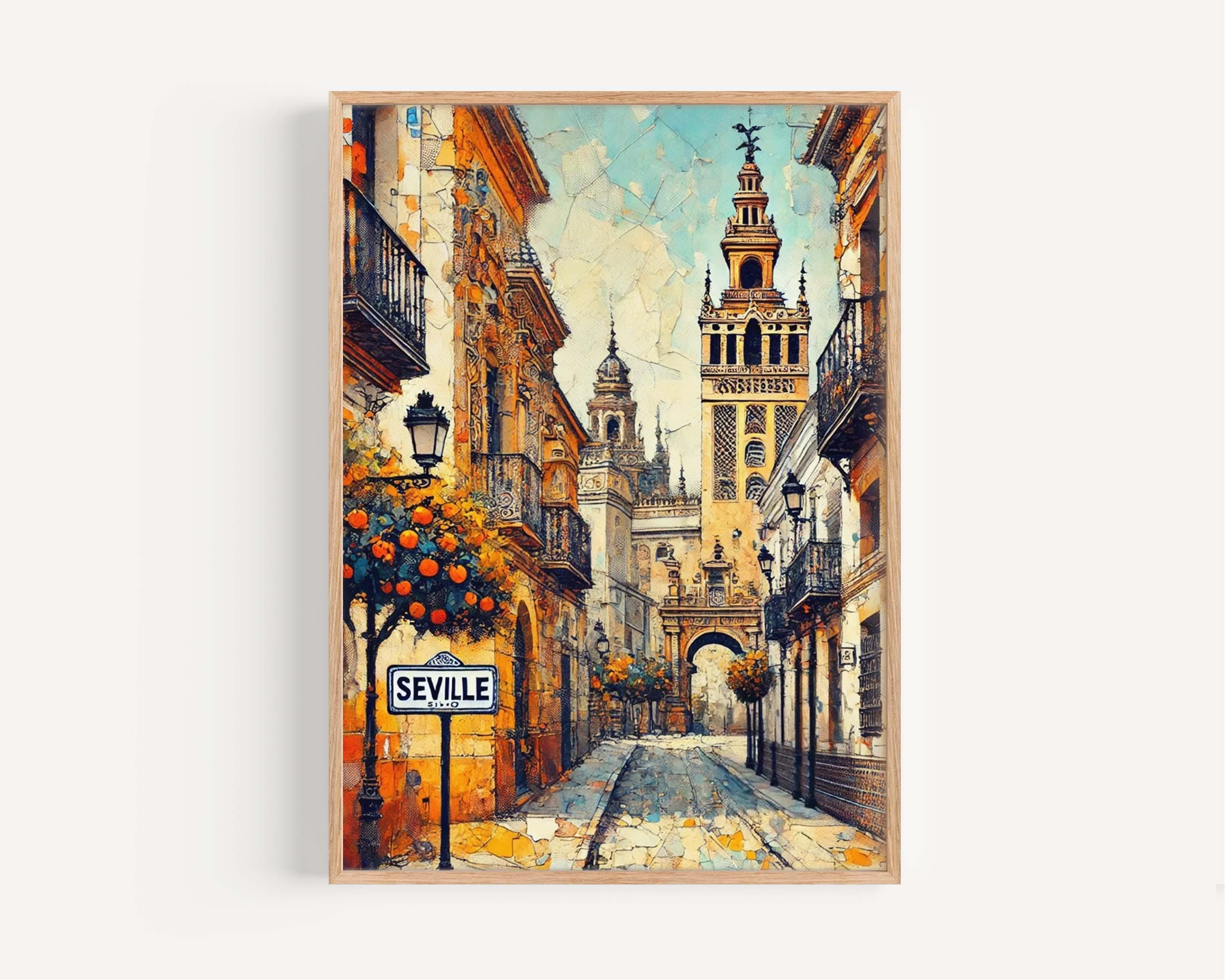 Seville Art Print - Spain Travel Poster & Wall Art, European City Gift, Housewarming Decor, Spanish Home Decor, Seville Spain Artwork