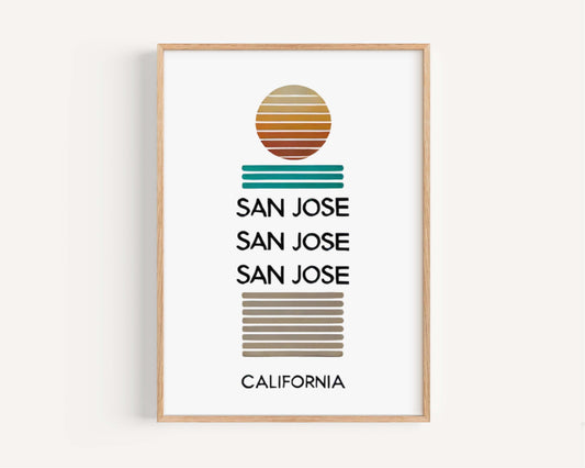 San Jose Print San Jose Wall Art California Gift Travel Decor College Dorm Housewarming Cali Art Poster