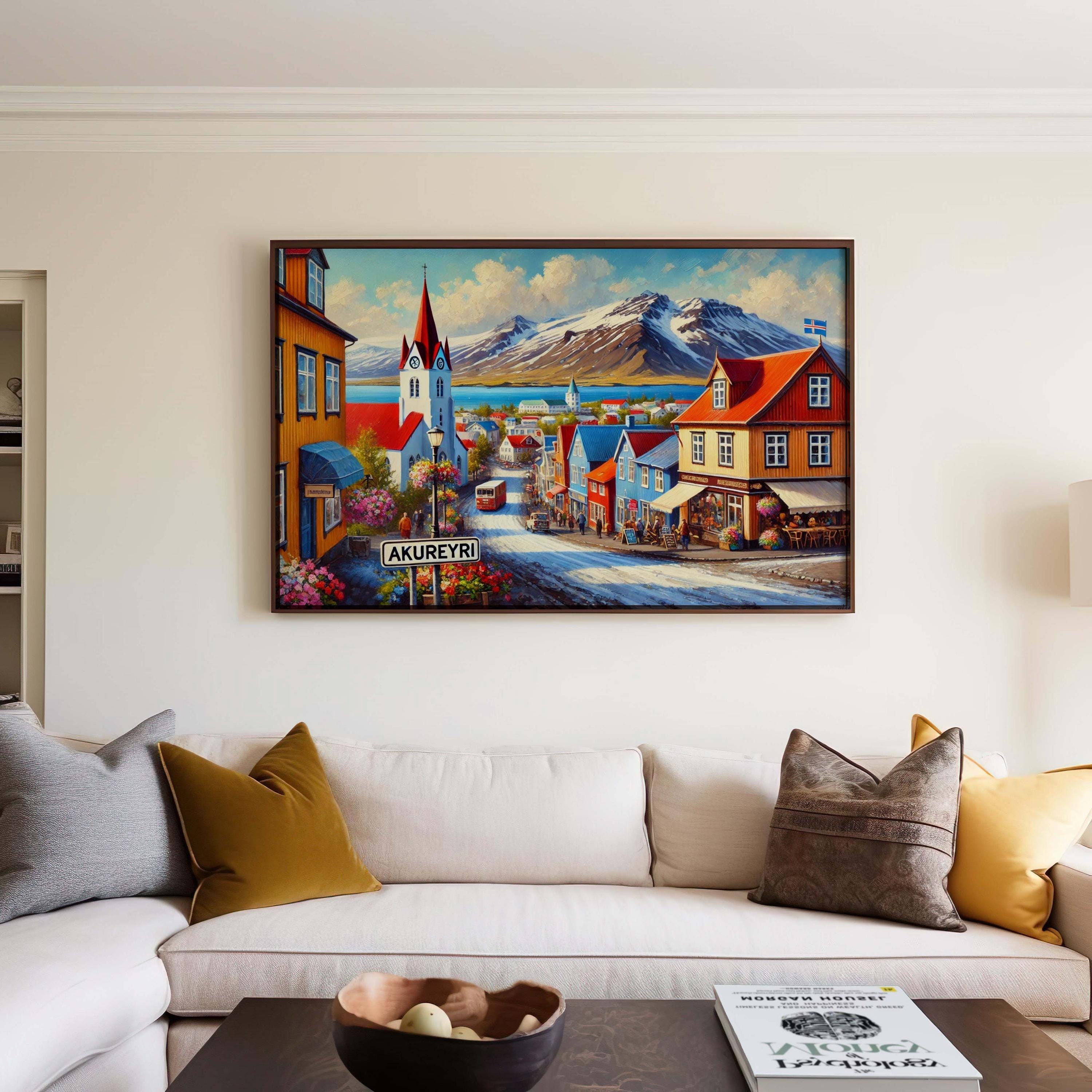 Akureyri Art Print - Iceland City Wall Art, Travel Poster, European Home Decor, Housewarming Gift, Akureyri Travel Print