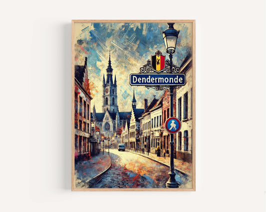 Dendermonde Art Print Belgium Travel Poster Wall Art City Gift Housewarming Decor Dendermonde Wall Art Decor