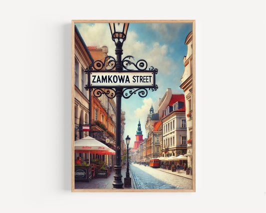 Zamkowa Street Wall Art Print, Poland Travel Poster, Europe Decor, Housewarming Gift, Zamkowa St Poland Art, Vintage Style Home Decor
