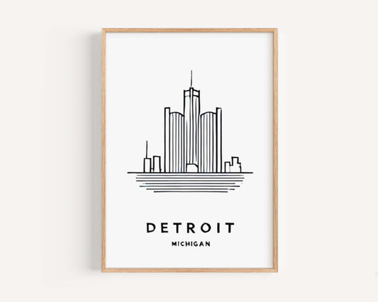 Detroit Print Wall Art - Michigan Travel Decor, Housewarming Gift, College Dorm Room, Detroit City Map, MI Artwork, Unique Michigan Gift