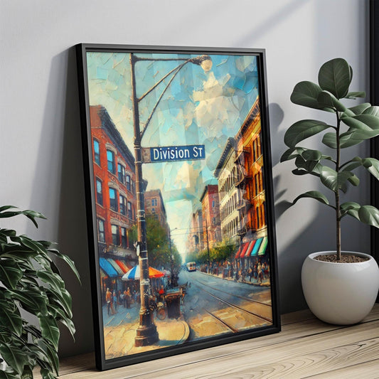 Division Street Wall Art Chicago Print Illinois City Travel Poster Personalized Gift Souvenir State Art Decor