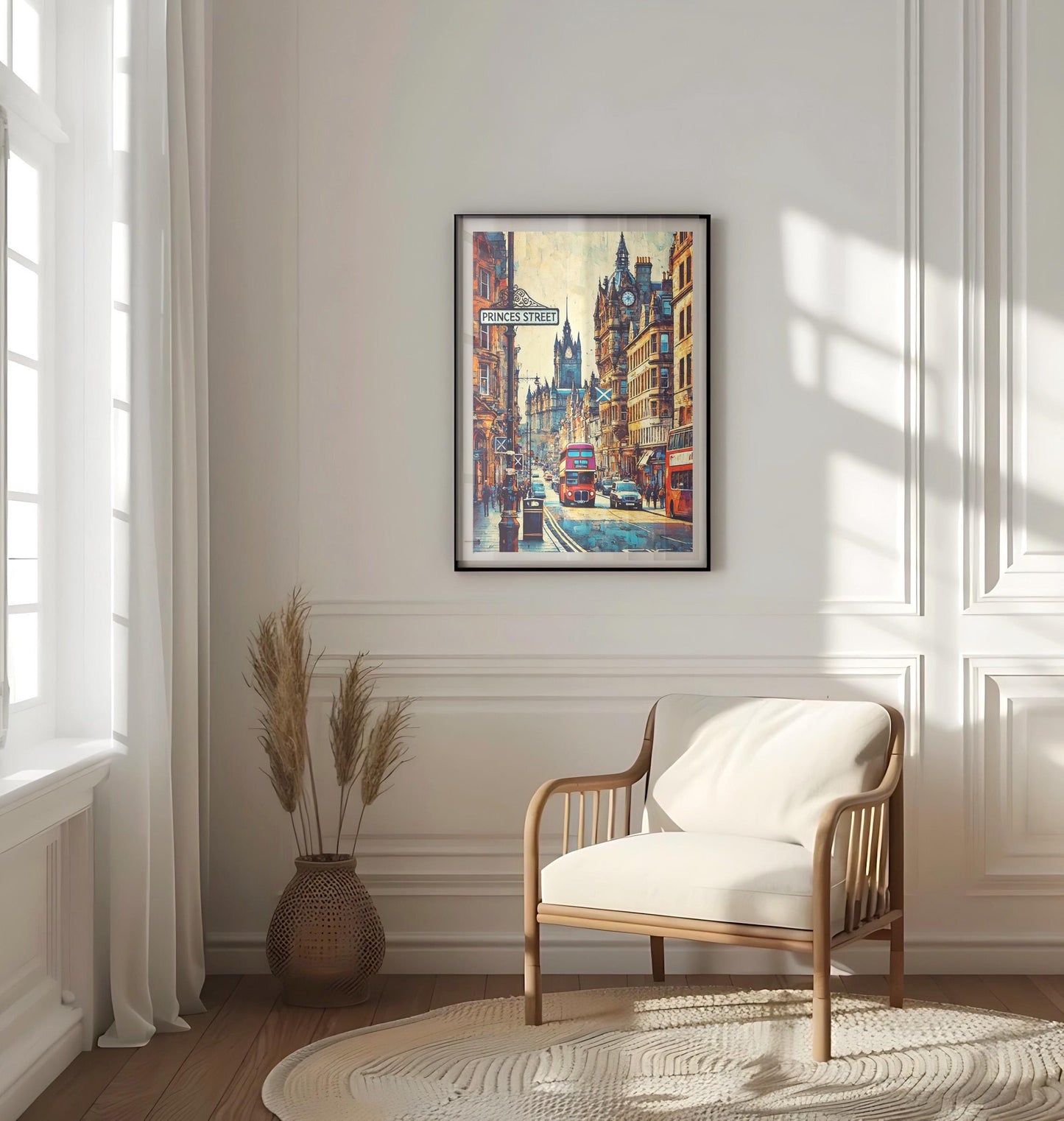 Princes Street Wall Art Print – Edinburgh Scotland Travel Poster, Scotland Gift, Housewarming Decor, Princes Street Art, Travel Print