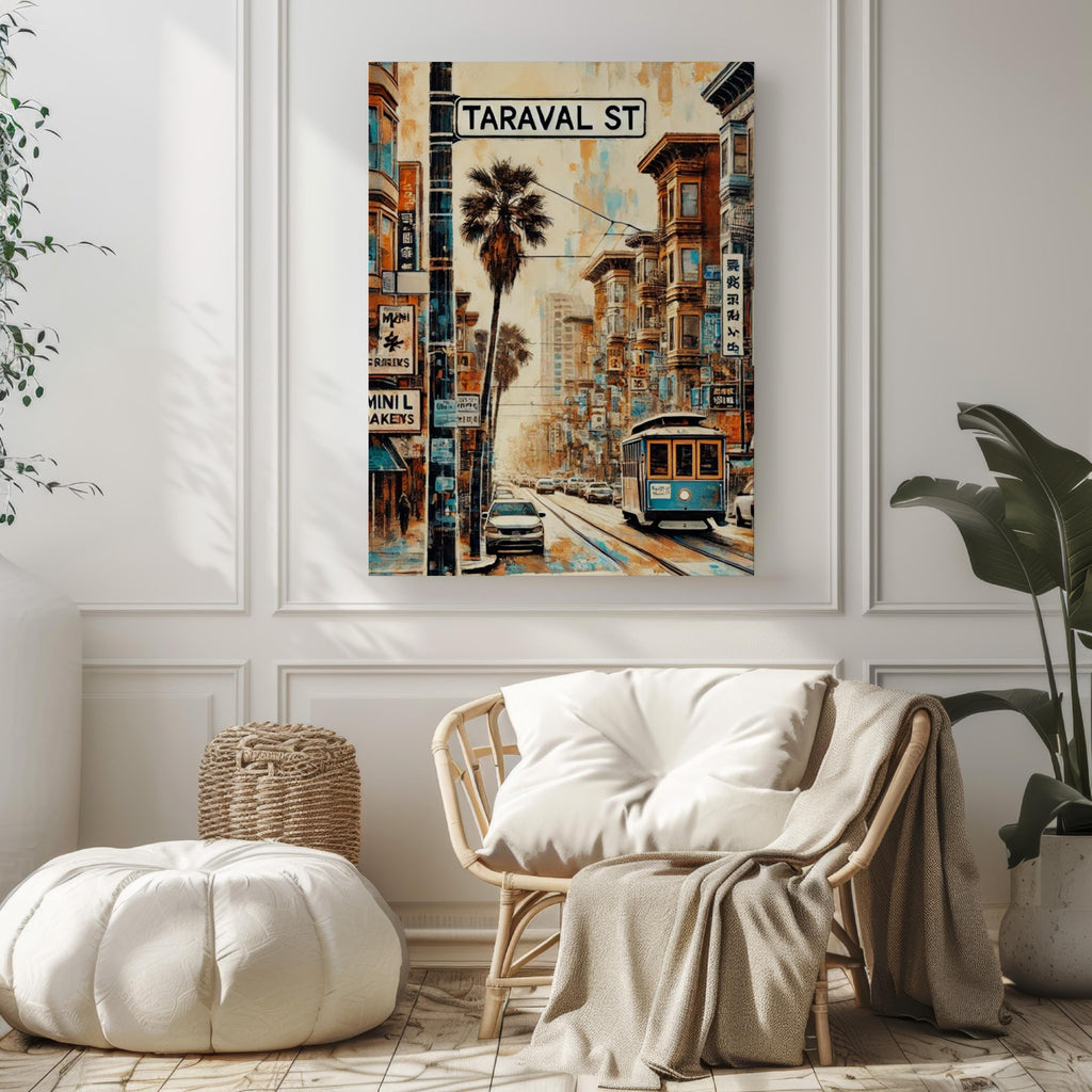 Taraval St Map Wall Art - San Francisco, California, USA