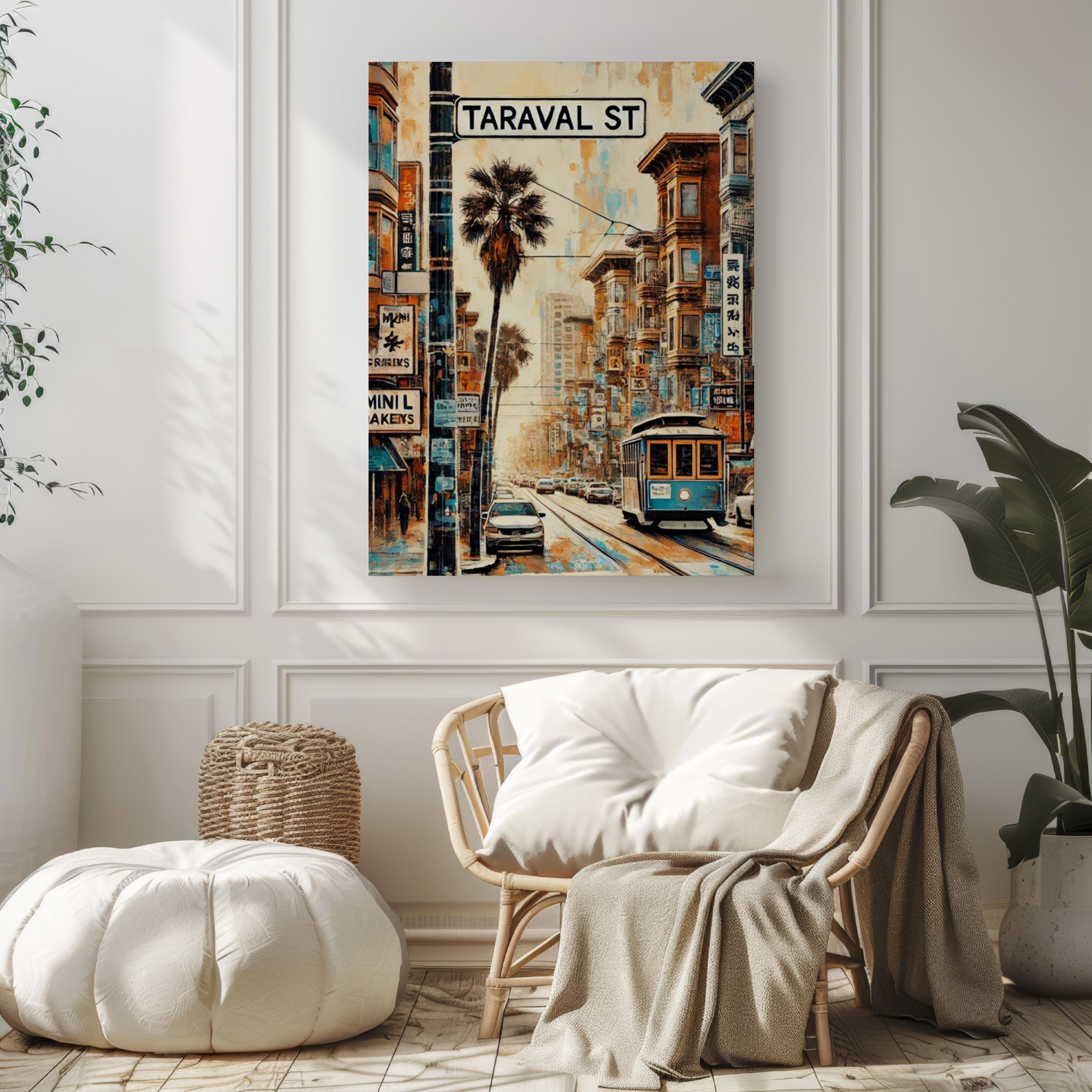 San Francisco Taraval St Wall Art - Cali Travel Poster, California Art Print, Housewarming & Gift Idea, San Francisco Street Map Decor