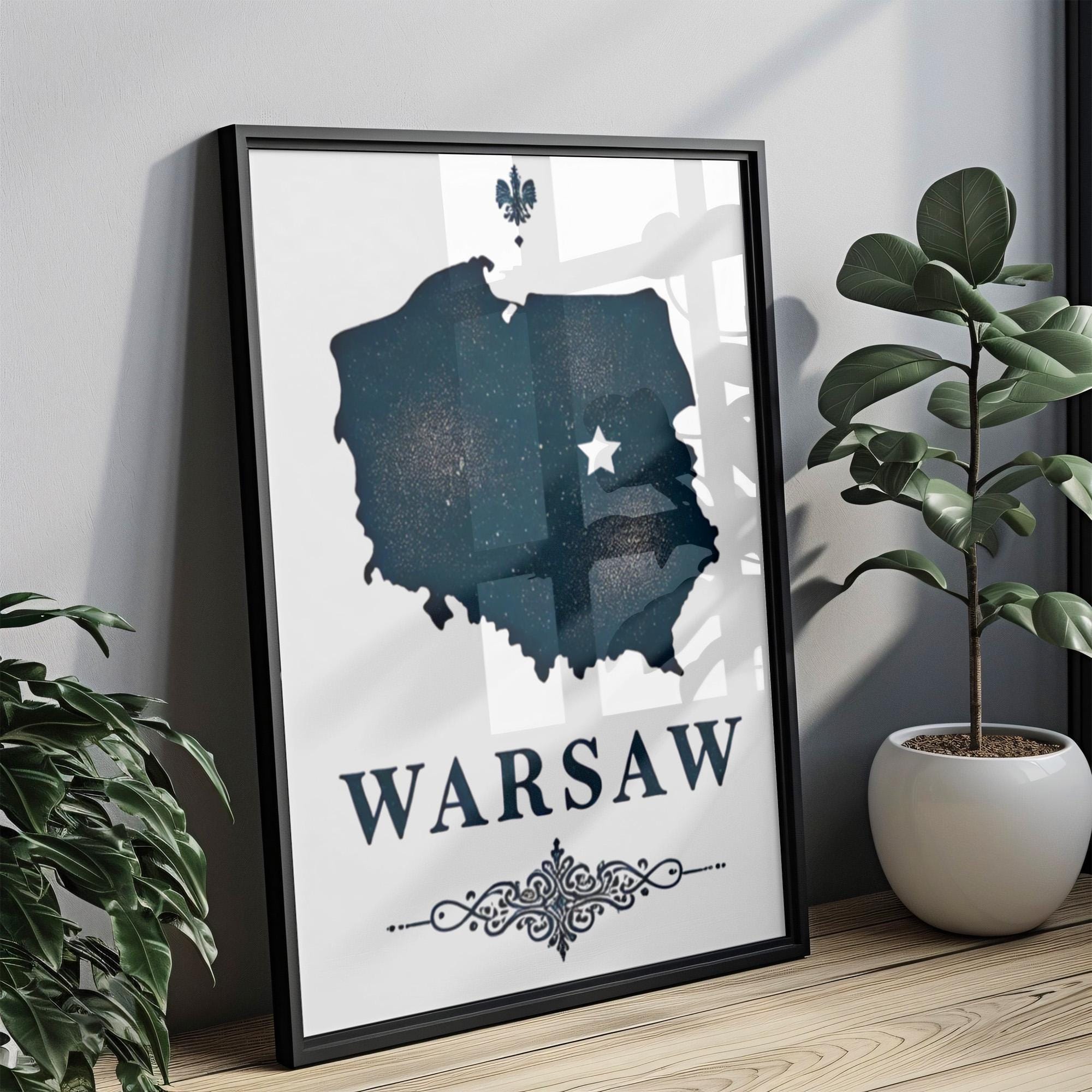 Poland Warsaw Wall Art Print – Travel Decor, Housewarming & College Gift, Unique Poland Map Artwork for Home