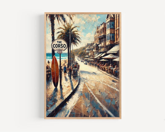 Manly Wall Art The Corso Print Sydney Travel Poster Manly Gift Housewarming Souvenir Modern Coastal Decor