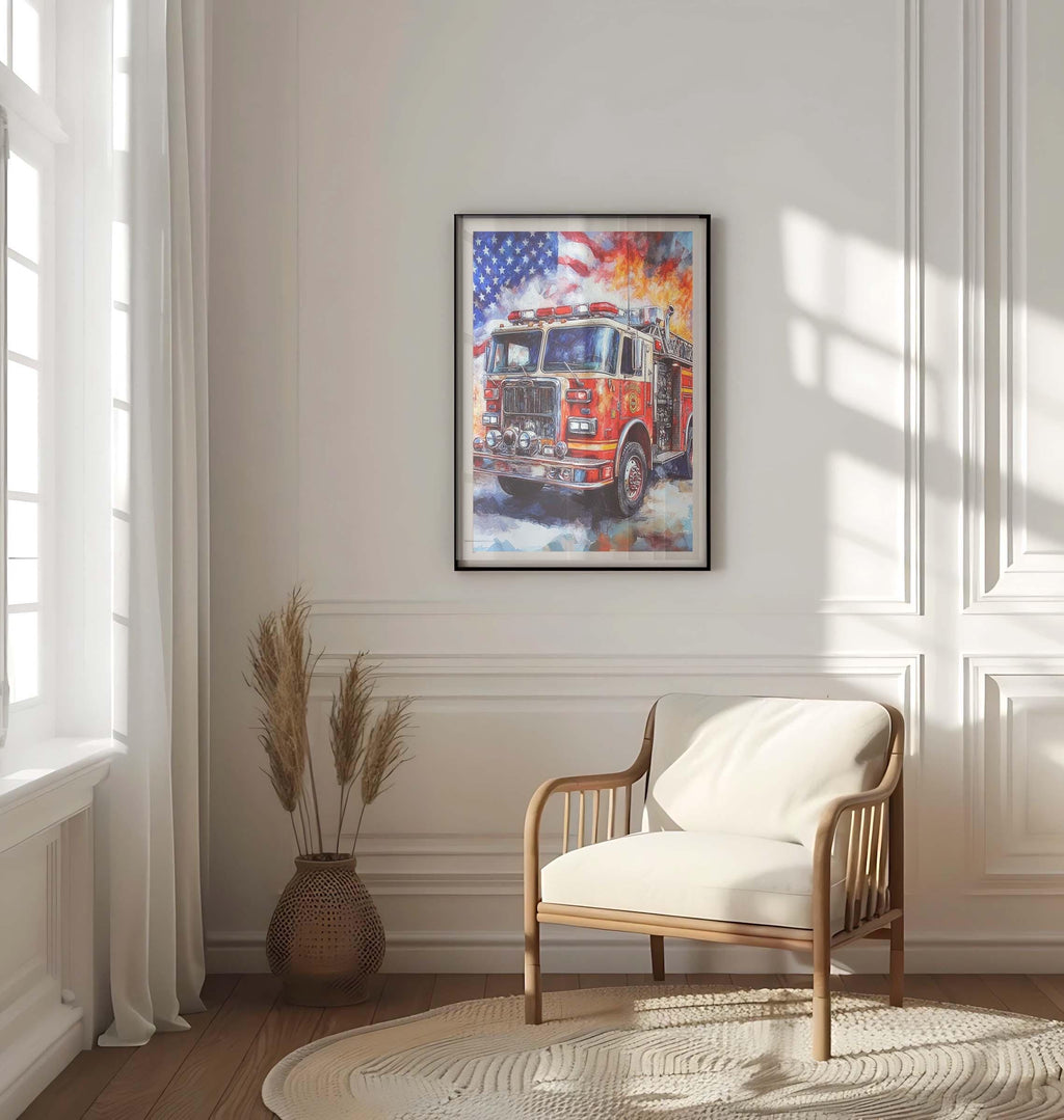 Firetruck Print Patriotic - United States