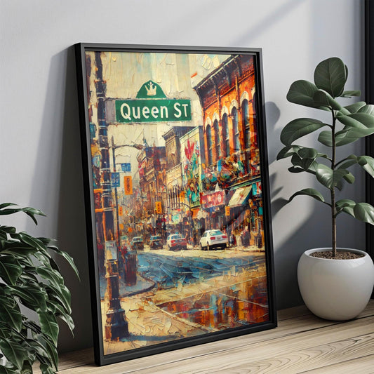 Canada Queen St Wall Art Print, Toronto Travel Poster, Housewarming Gift, Canada Art, Canadian Cityscape, Modern Travel Wall Decor