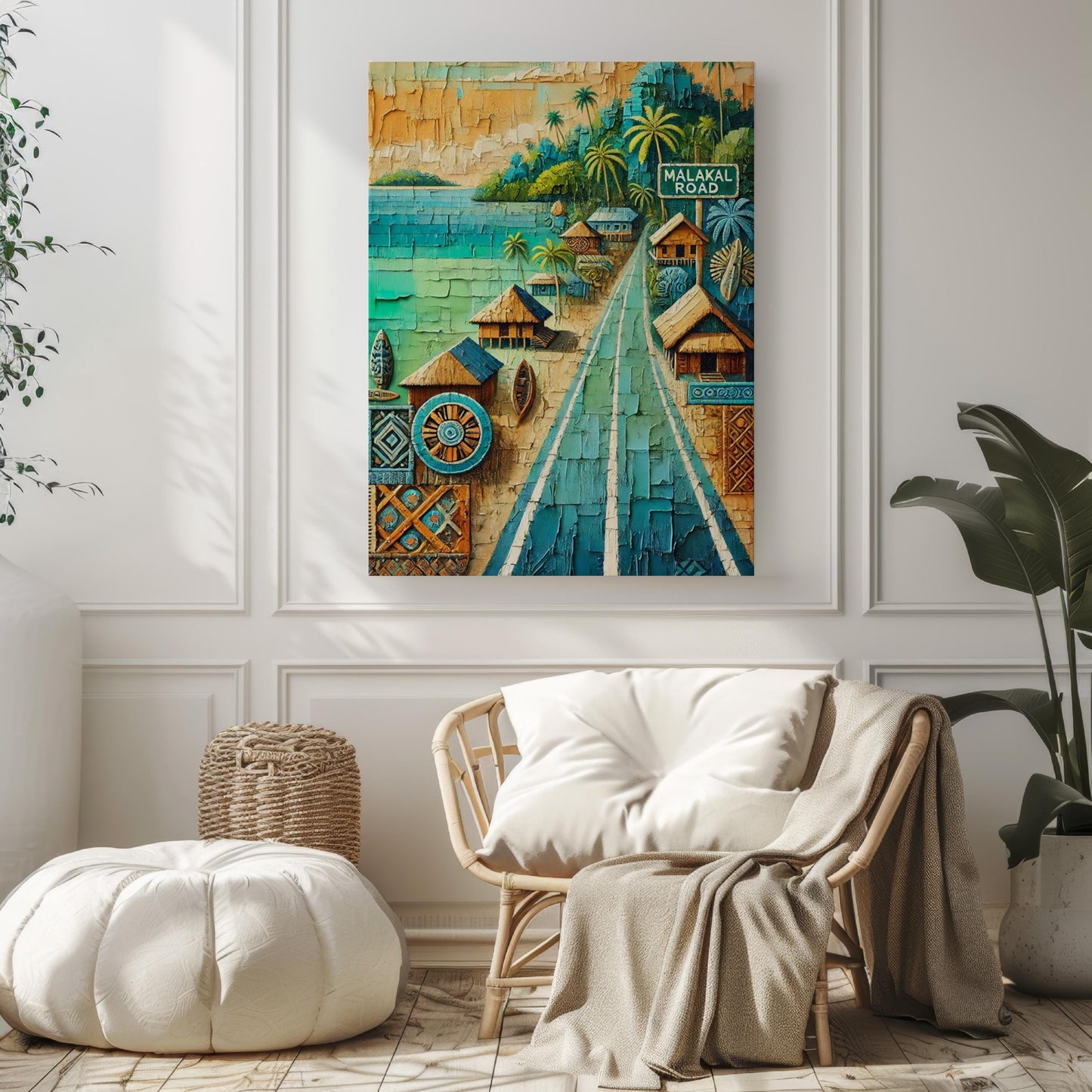 Palau art, Malakal Road wall art print, Koror travel poster, tropical island decor, vibrant coastal artwork, personalized travel souvenir