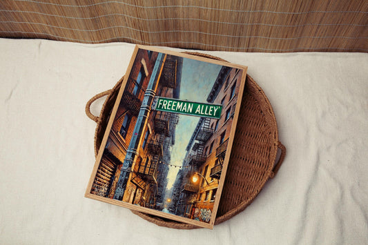 Freeman Alley Wall Art Print - NYC Bowery Travel Poster, Housewarming Gift, Urban Cityscape Decor, Freeman Alley Bowery Art NYC Print
