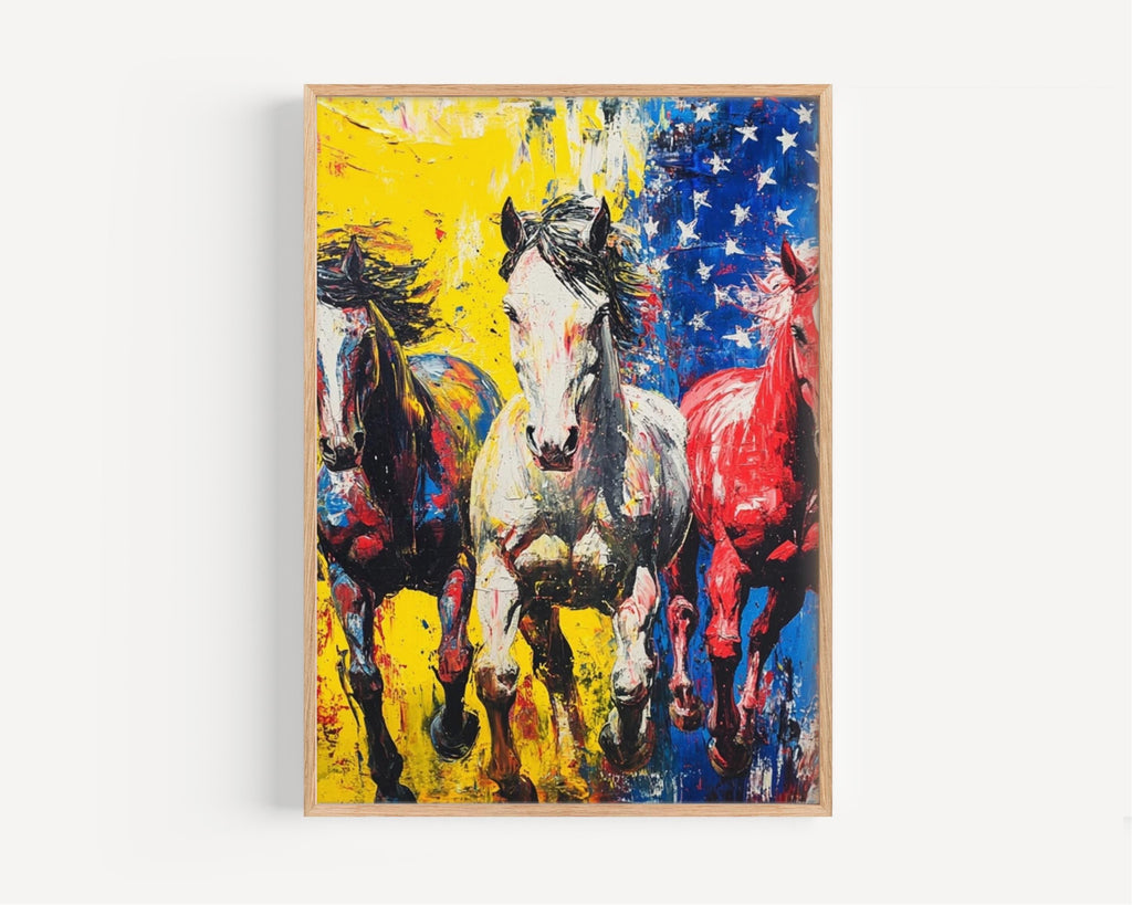 Patriotic Horses Poster Abstract - United States