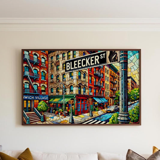 Bleecker St Wall Art Print – Greenwich Village Travel Poster, Vintage Style Bleecker Street Gift & Home Decor Artwork