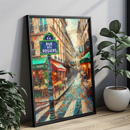 Rue des Rosiers Wall Art, Paris Street Sign Print, France Travel Poster, French Cityscape Art, Marais District Decor, Personalized Gift