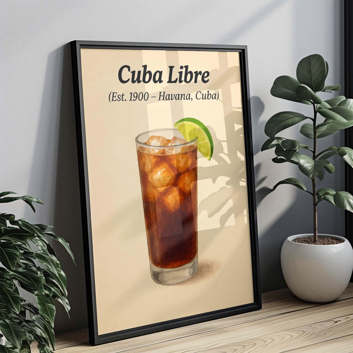 Cuba Libre Cocktail Print: Vintage Havana Bar Art