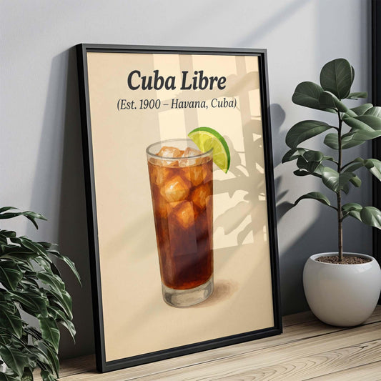 Cuba Libre Cocktail Print: Vintage Havana Bar Art