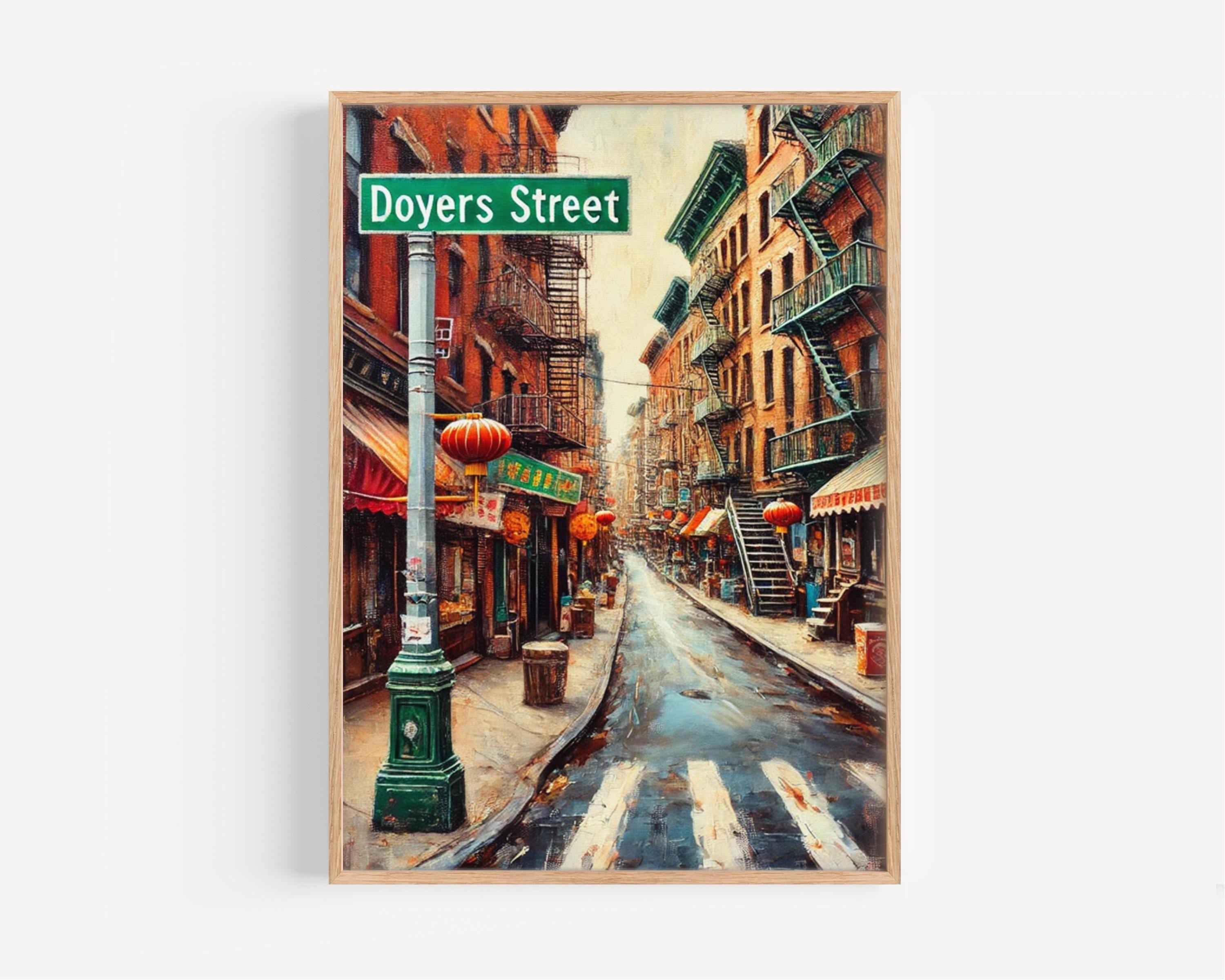Doyers Street Wall Art Print - Chinatown NYC Travel Poster, Souvenir & Housewarming Gift, Asian Neighborhood Decor