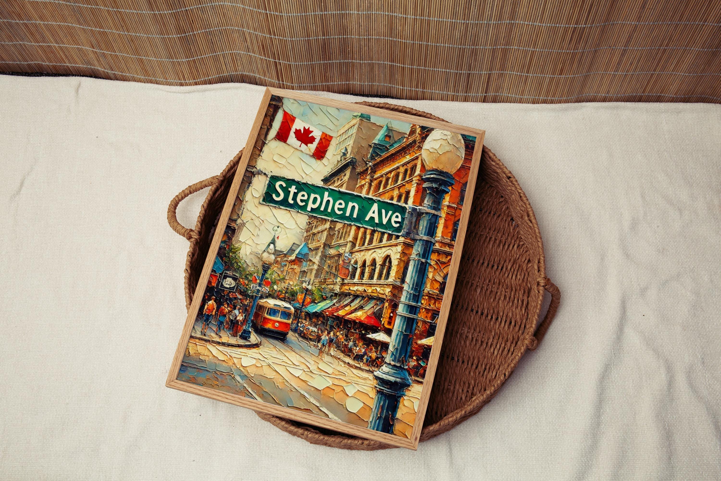 Alberta Stephen Ave Wall Art Print - Canada Travel Poster, Housewarming Gift, Calgary Artwork, Stephen Avenue Print