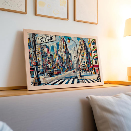 Paulista Ave Wall Art Print - São Paulo Travel Poster, Brazil Art Decor, Housewarming & Brazil Gift, Modern Cityscape Illustration