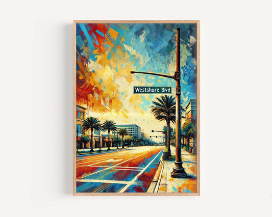 Westshore Boulevard Wall Art, Tampa Florida Print, Travel Poster, Housewarming & Florida Gift, Coastal Decor, Scenic City Landscape Artwork