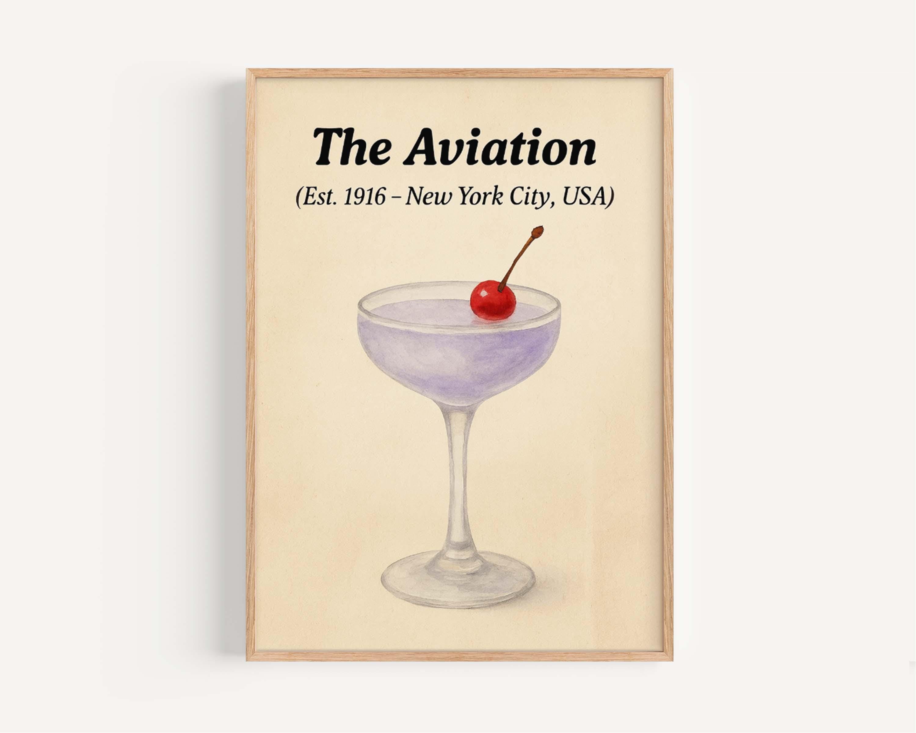 Aviation Cocktail Print Vintage