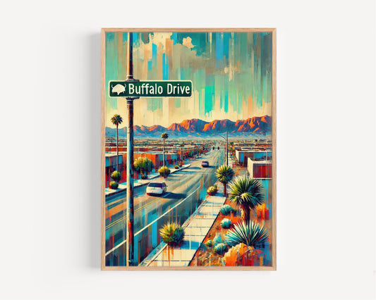 Art Buffalo Dr Wall Art Print, Las Vegas Travel Poster, Nevada Gift, Housewarming Decor, Buffalo Drive Travel Art, Western Wall Decor