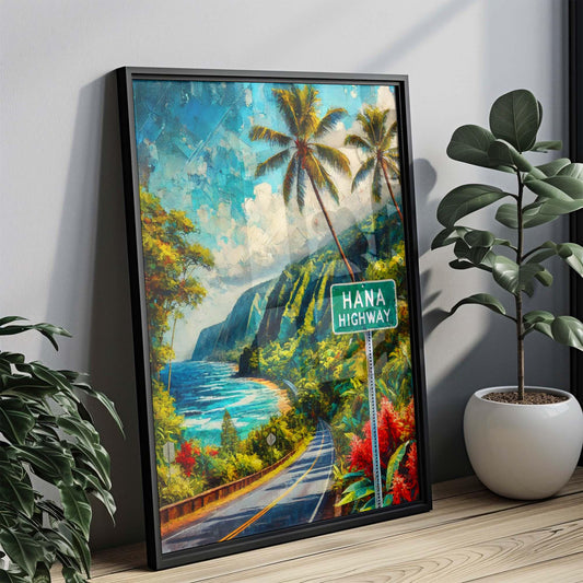 Hana Highway Print Maui Wall Art, Hawaii Travel Poster, Honolulu Gift, Housewarming Decor, Tropical Road Trip Printable Artwork