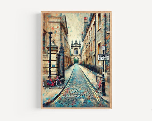 Wall Art Trinity St Print Cambridge UK Travel Poster, Modern Street Art, Unique UK Wall Decor, Housewarming Gift, Travel Wall Art