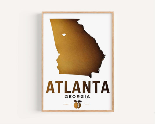 Atlanta Print - Modern Atlanta Wall Art, Georgia Gift, Travel Decor, College Dorm Room, Housewarming & Home Decoration