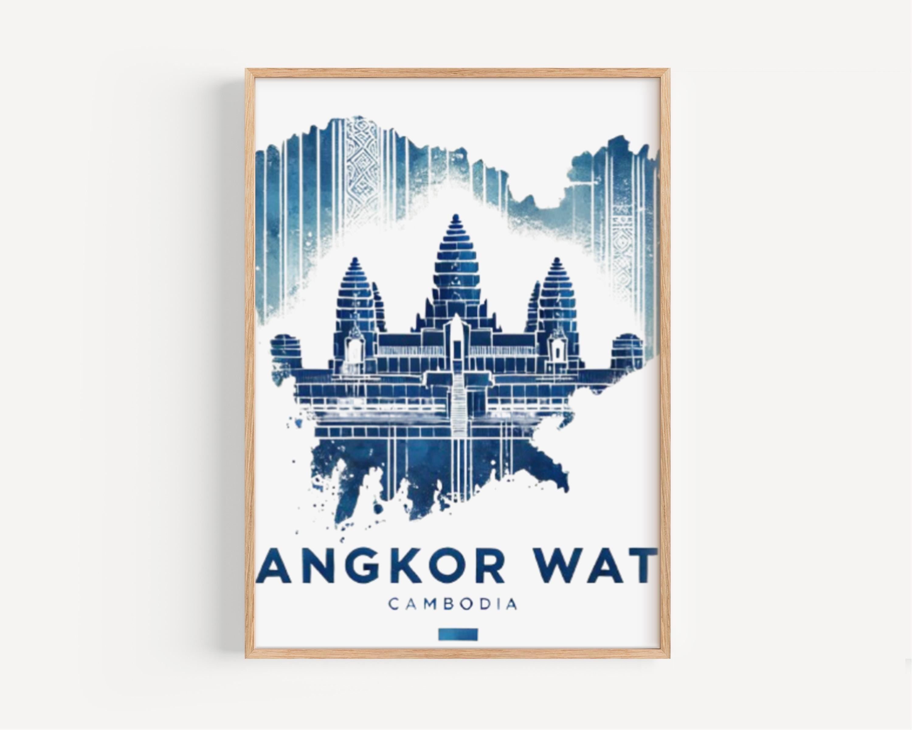 Cambodia Angkor Wat Wall Art Print - Travel Home Decor, Cambodia Gift, Housewarming & Wall Artwork, Asian Temple Travel Poster