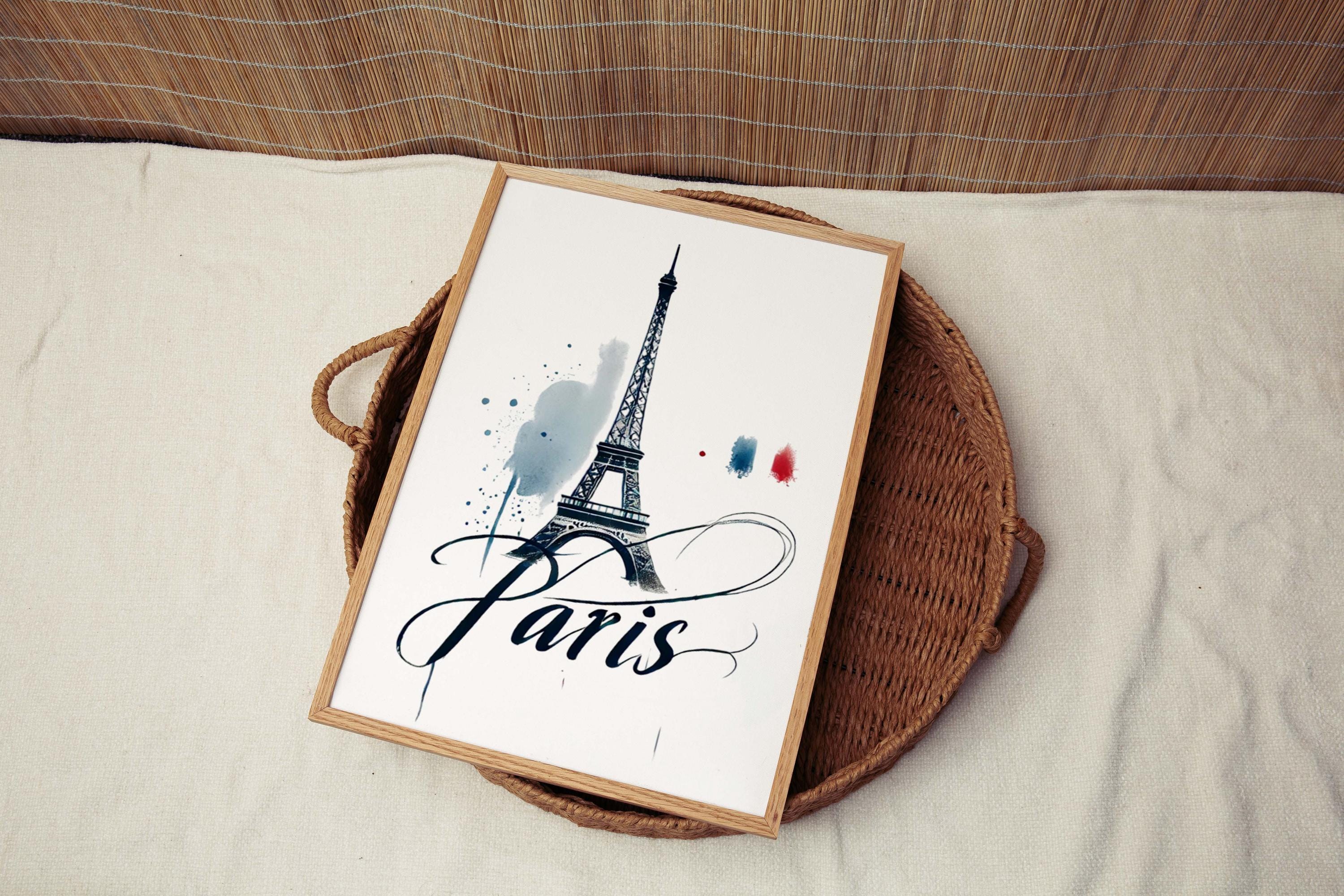 Eiffel Tower Print Paris Wall Art, Travel Decor, France Gift, Home & College Room Decor, Housewarming Present, Parisian Style Illustration