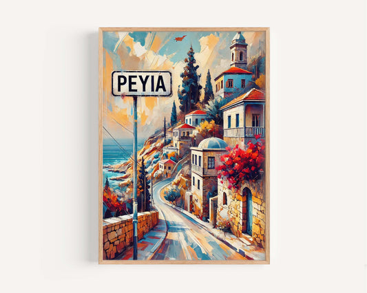 Peyia Art Wall Print - Cyprus Travel Poster, European City Gift, Housewarming Decor, Peyia Map Artwork, Coastal Home Wall Decor