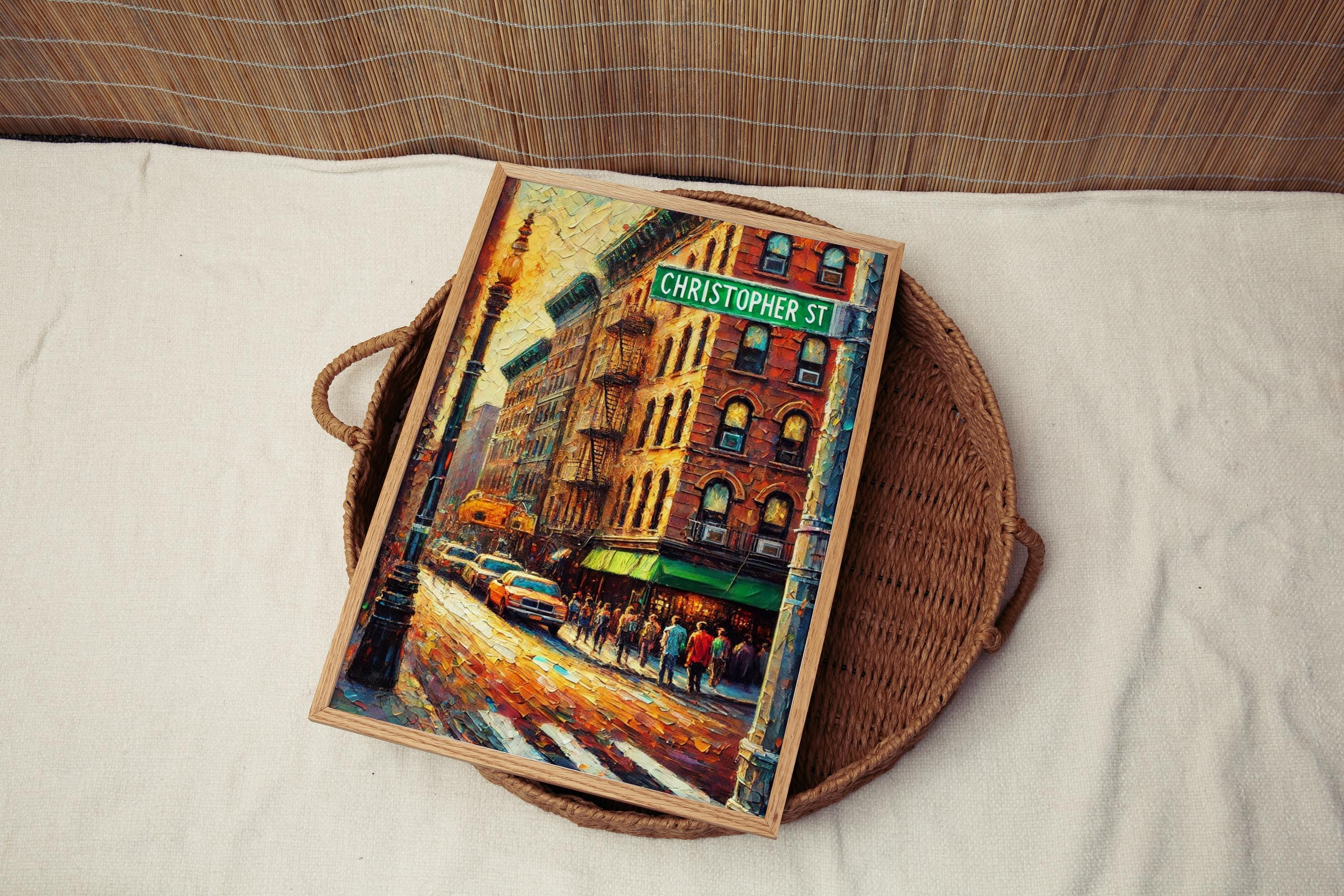 Wall Art Christopher Street Print - Manhattan NYC Travel Poster, Urban Cityscape Decor, Christopher St Wall Art Gift